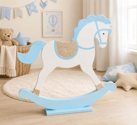 cupidoco cupidoco cavallino a dondolo azzurro in feltro decorazione nascita e battesimo 82 x 75 cm ean 8058196004304