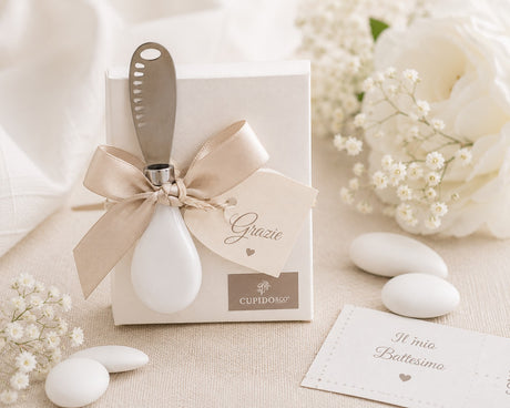 cupidoco cupidoco spalmaburro bianco bomboniera con confezione in busta coltello spalma burro elegante h 115 cm ean 8058196010305