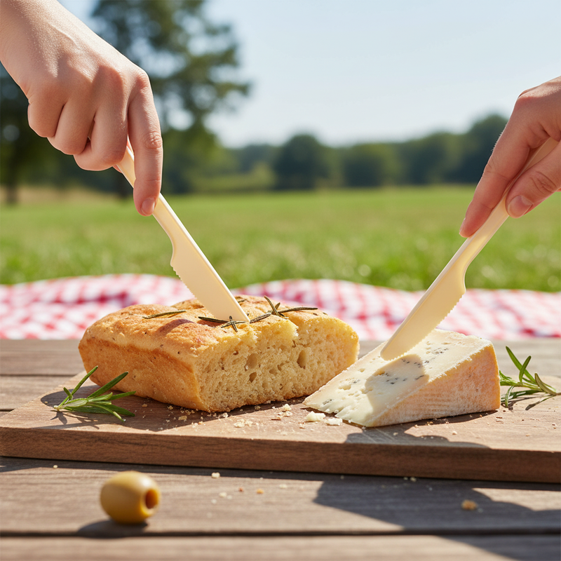 Coltelli monouso crema Dopla in plastica alimentare, conf. 20 pz: igienici, pronti all’uso per feste e catering. 