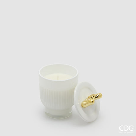 edg enzo de gasperi edg enzo de gasperi candela di natale fiocco con vaso h 11 cm d 7 cm frangipani bianco oro ean 8059824543868