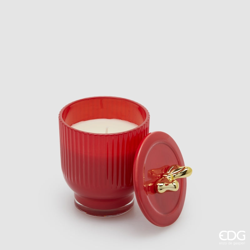 edg enzo de gasperi edg enzo de gasperi candela di natale fiocco con vaso h 13 cm d 9 cm berry fruit rosso oro ean 8059824543981