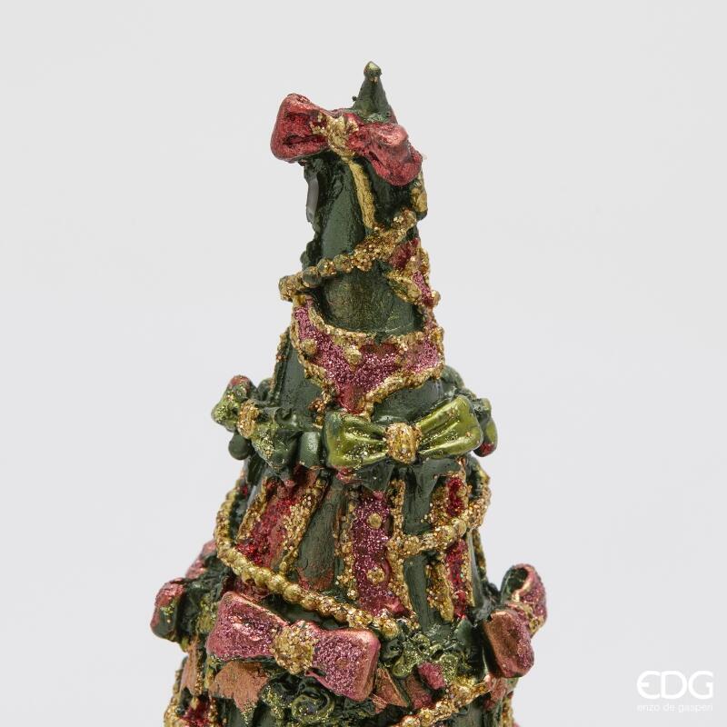 edg enzo de gasperi edg enzo de gasperi decoro decoglitter pino di natale cono h 225 cm d 9 cm poliresina verde rosso ean 8059824598035