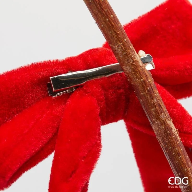 edg enzo de gasperi edg enzo de gasperi decoro fiocco di natale con clip h 30 cm l 13 cm velluto rosso ean 8059824575791