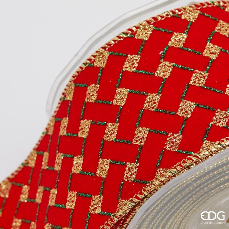 edg enzo de gasperi edg enzo de gasperi nastro quadri di natale h 65 mm l 10 mt green red ean 8059824598394