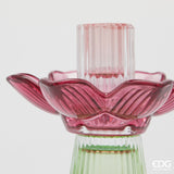 edg enzo de gasperi edg enzo de gasperi portacandela flower in vetro h 21 cm d 12 cm violet mix ean 8059824630254