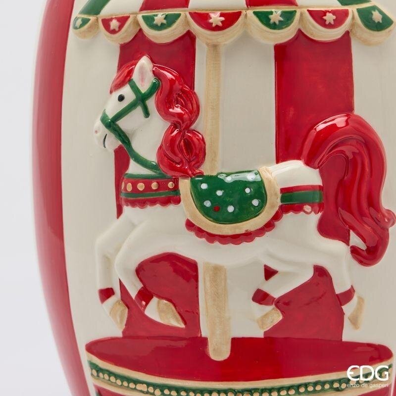edg enzo de gasperi edg enzo de gasperi vaso anfora cavallo giostra h33 24 cm bianco rosso decorazione natalizia ean 8059824663559