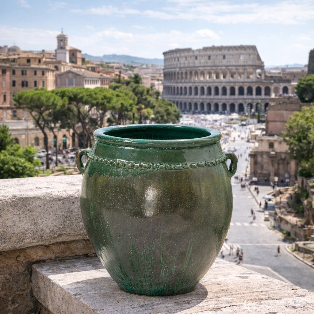 edg enzo de gasperi edg enzo de gasperi vaso fenice rotondo bombato h 58 cm d 50 cm verde ean 8056372828485