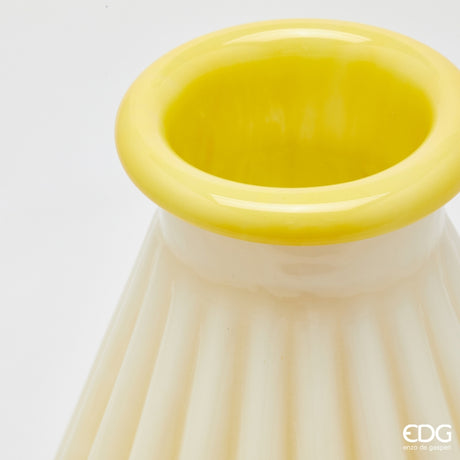edg enzo de gasperi edg enzo de gasperi vaso righe con bordo h 28 cm d 23 cm waterproof vetro giallo ean 8059824619174