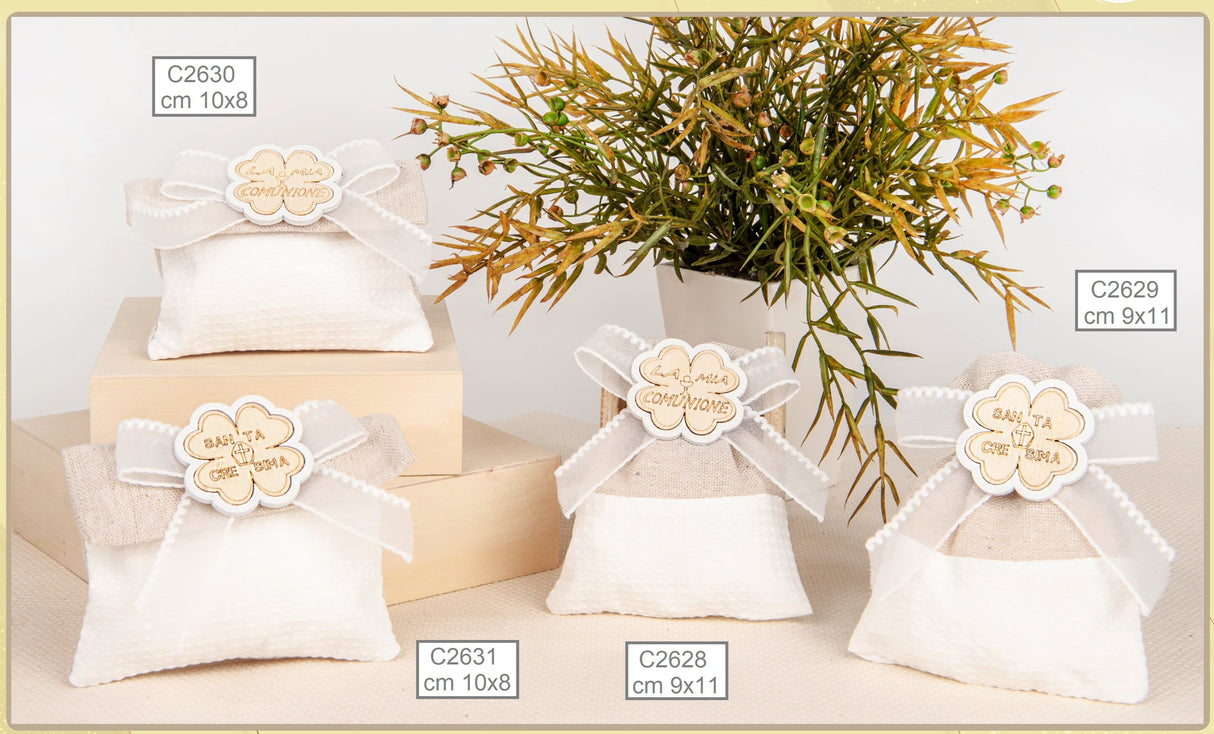 etm etm sacchetto quadrifoglio busta comunione portaconfetti 10 x 8 cm beige 12 pz ean 8057500589162