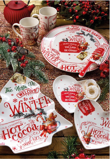 fade fade chocolat piatto torta di natale con paletta d 30 cm bianco rosso ean 8016175589778