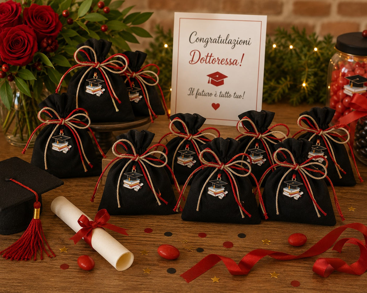 larcolaio larcolaio sacchetto con book 9 x 12 cm portaconfetti laurea nero 12 pz ean 8059558631350