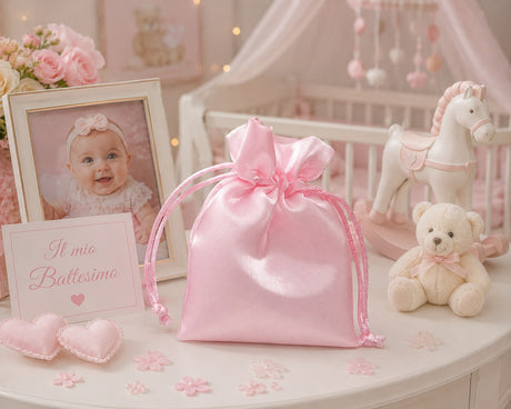larcolaio larcolaio sacchetto organza lucido 9x12 cm portacanfetti rosa bomboniera elegante 12 pz ean 8059558631619