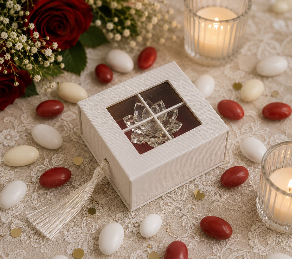 larcolaio larcolaio scatola degustazione telata 8 x 8 x 4 cm portaconfetti bianco 1 pz ean 8054751443854