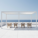 Pergola bioclimatica Vulcano 3x6 m bianca in alluminio, lamelle orientabili a manovella, garanzia 10 anni