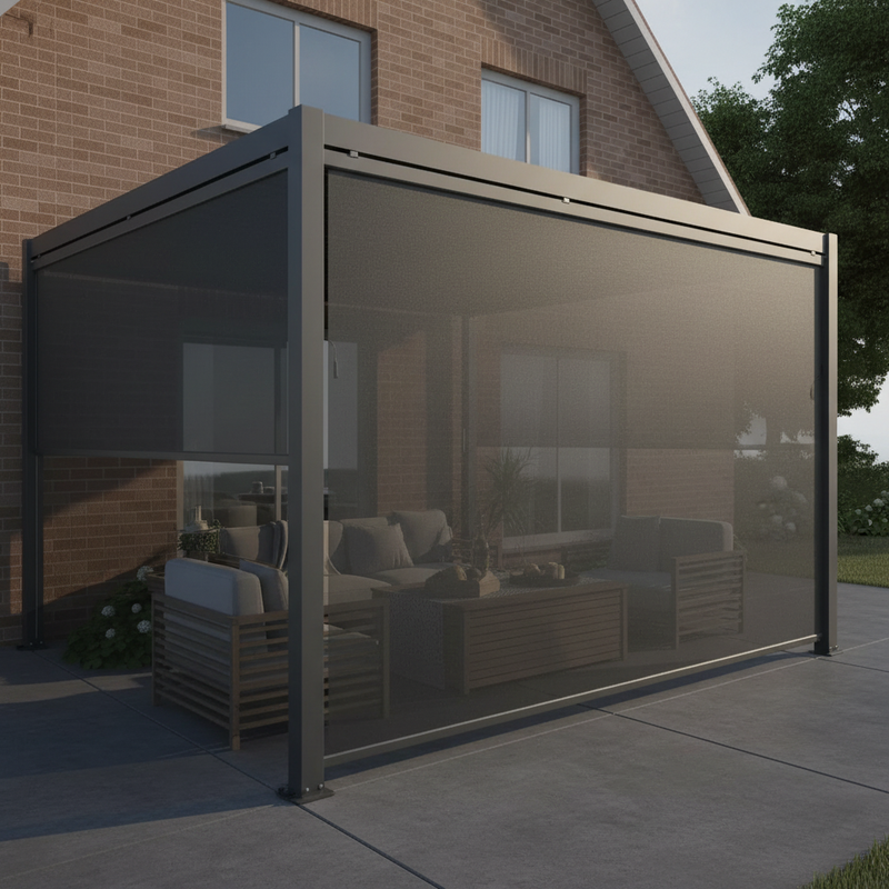 Tenda Oscurante Autoavvolgente Textilene 4m Antracite – Villa Privata Lounge Privacy Totale Dark