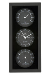 lowell lowell orologio da parete o appoggio con sveglia termometro e igrometro 12 x 26 cm ass bianco nero o grigio 1 pz ean 8008457153326