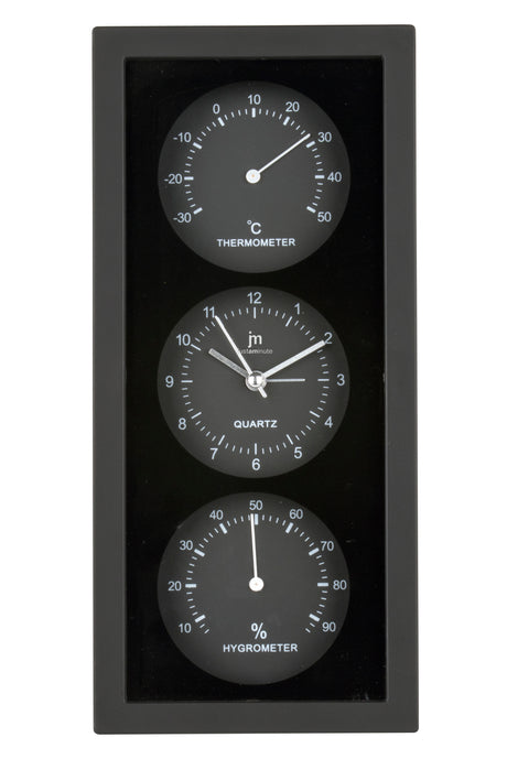 lowell lowell orologio da parete o appoggio con sveglia termometro e igrometro 12 x 26 cm ass bianco nero o grigio 1 pz ean 8008457153326