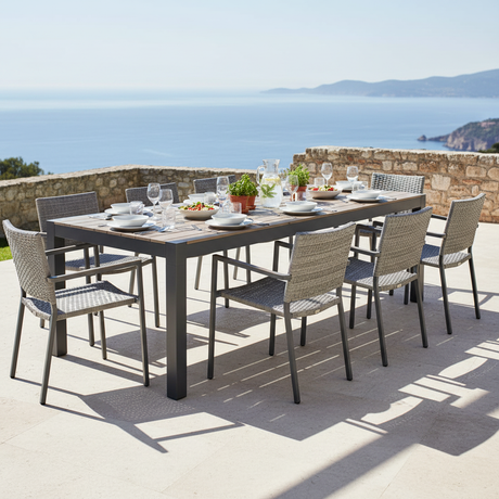 moia greenwood moia greenwood tavolo arenzano allungabile 211 276 x 100 cm in alluminio antracite con piano effetto legno design moderno ean 8013054838026