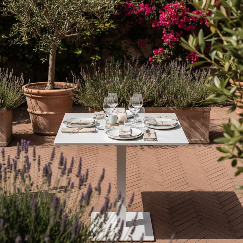 Piano Gres Marmo Bianco 80×80 – Cena Giardino