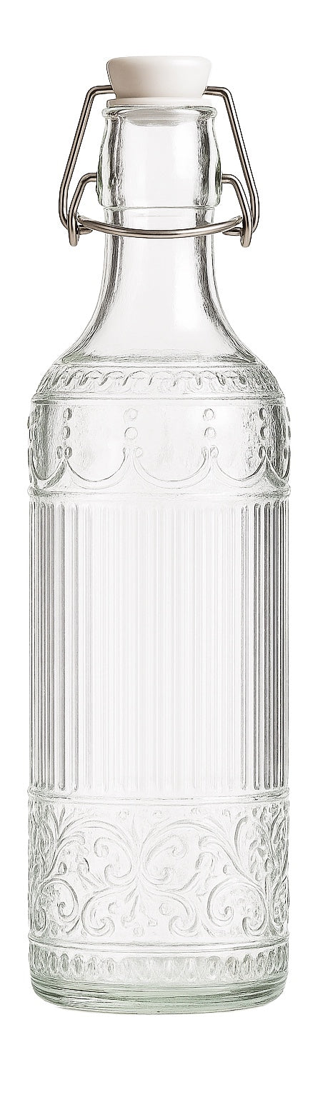 regalo italiano regalo italiano bottiglia decorata ass tappo ermetico 1 lt d 85 cm h 32 cm vetro trasparente 1 pz ean 8057586201248