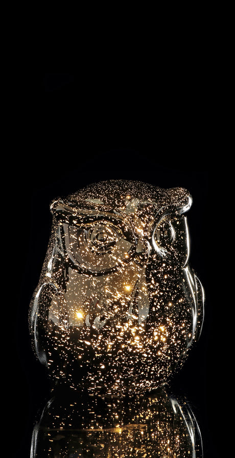 regalo italiano regalo italiano lampada gufo natale vetro ass con 15 led d 16 cm h 18 cm oro 1 pz ean 8057586077621