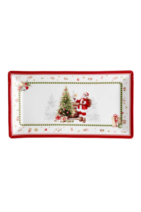 regalo italiano regalo italiano piatto rettangolare di natale porcellana 26 x 14 cm rosso bianco ean 8057586116832
