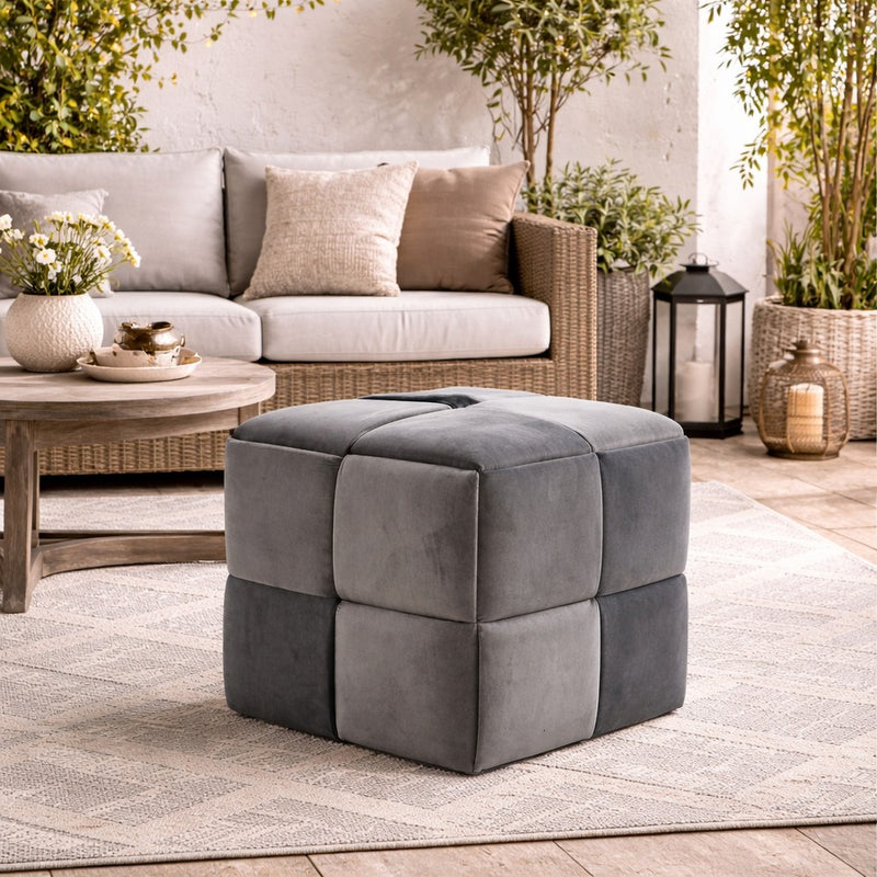 regalo italiano regalo italiano pouf in velluto grigio 37 x 37 cm h 37 cm pouf contenitore design moderno arredo casa ean 8057586207776