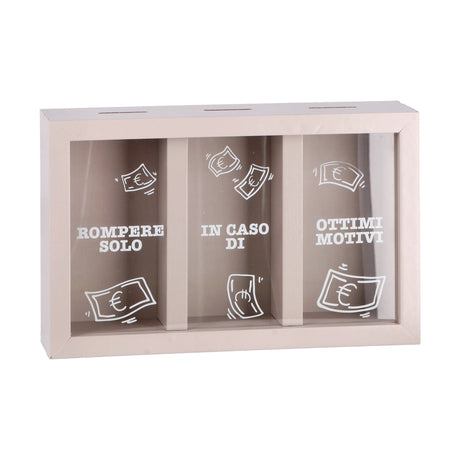 regalo italiano regalo italiano salvadanaio in mdf e vetro 3 scomparsi 23 x 6 cm h 15 cm ass porta risparmi decorativo moderno 1 pz ean 8057586123694
