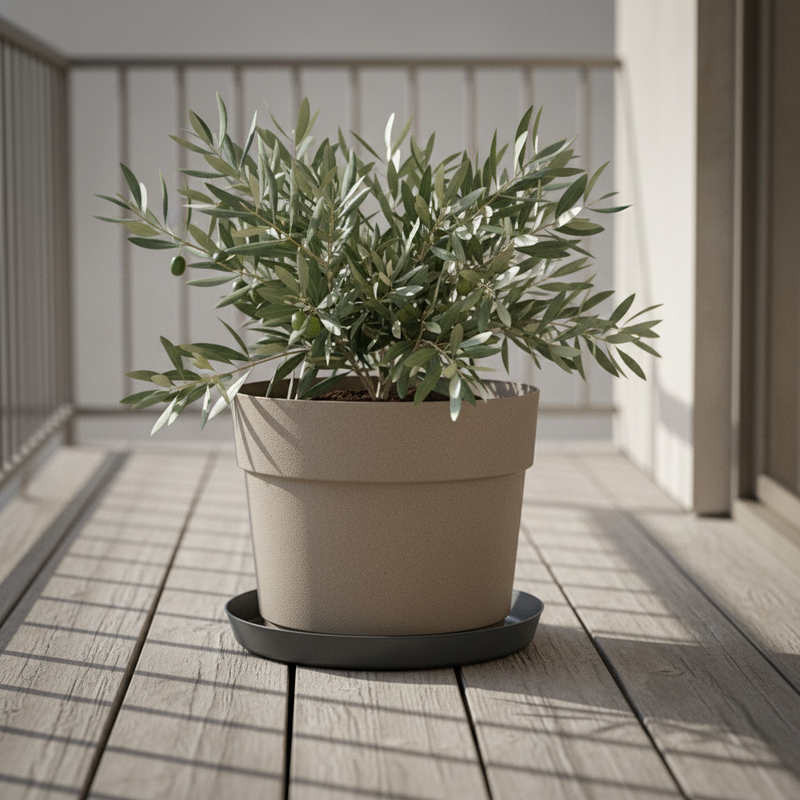 Sottovaso da esterno in plastica riciclata 100%, Ø29 cm, colore Ash grigio, Resistente da -30° a +60°C, compensa CO₂.   ean 8051560268319