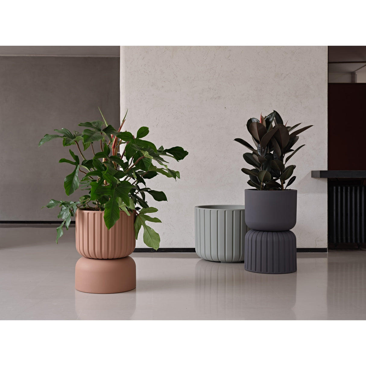 teraplast teraplast vaso echo rigato 50 sovrapponibile resina silver fog ean 8051560280328