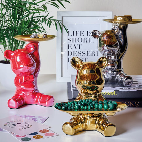 tognana tognana orso con vassoio home decor bear h 19 cm ceramica oro ean 8056444480146