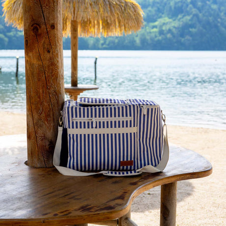 wd lifestyle wd lifestyle borsa termica a righe con taca per bottiglie 25 l bianco blu ean 8053300576609