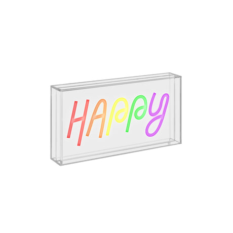 wd lifestyle wd lifestyle insegna neon con cornice in plexiglass 23 x 13 cm decoro happy ean 8053300576418