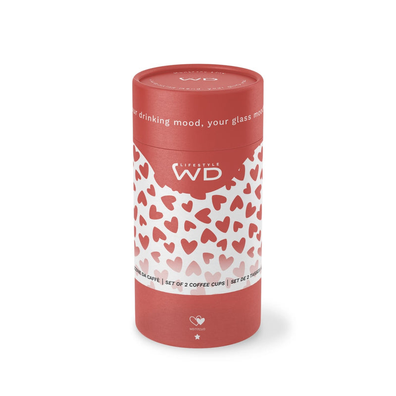 wd lifestyle wd lifestyle set 2 tazzine caffe vetro borosilicato 130 ml decoro cuori ean 8055035681344