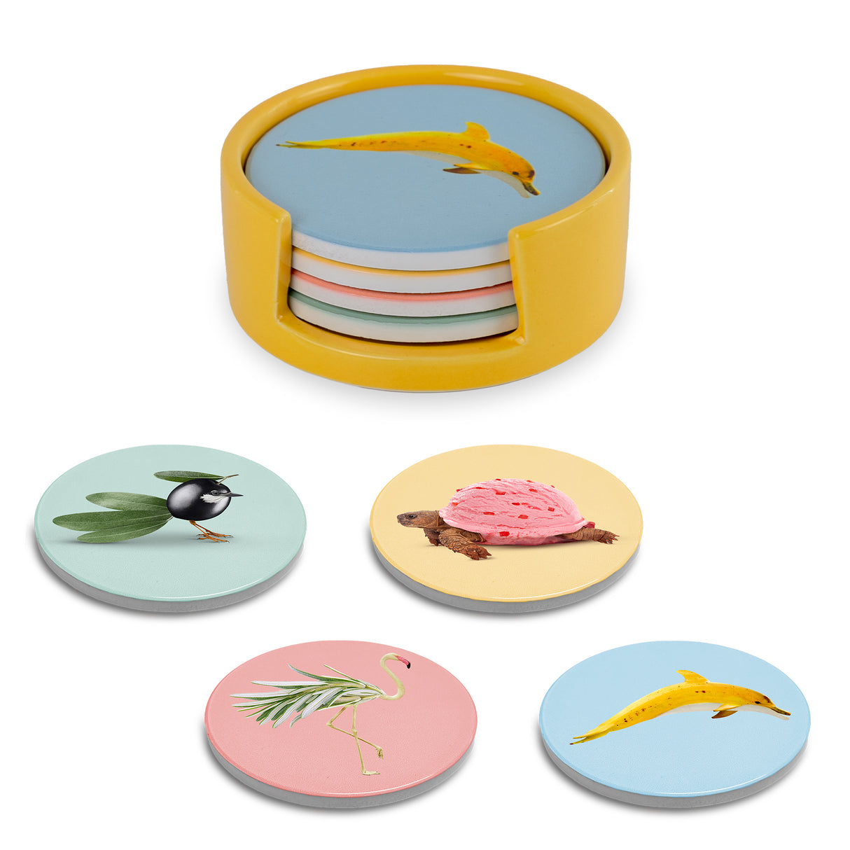 wd lifestyle wd lifestyle set 4 sottobicchieri d 10 cm con decori misti ean 8055035680279