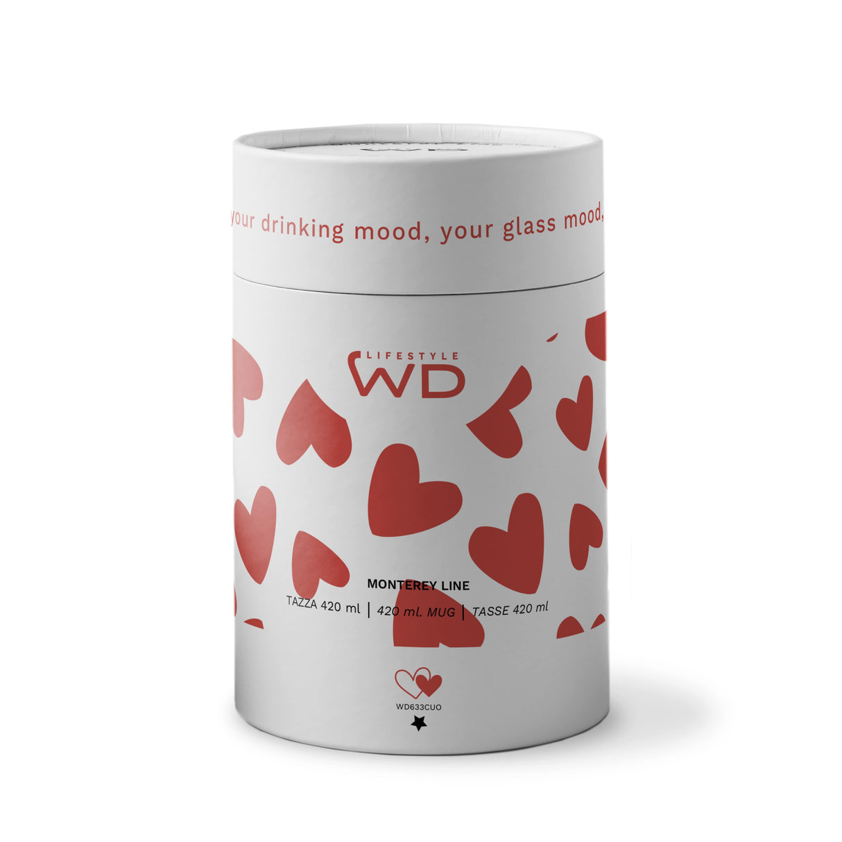 wd lifestyle wd lifestyle tazza vetro borosilicato cc 420 ml decoro cuori ean 8055035681849