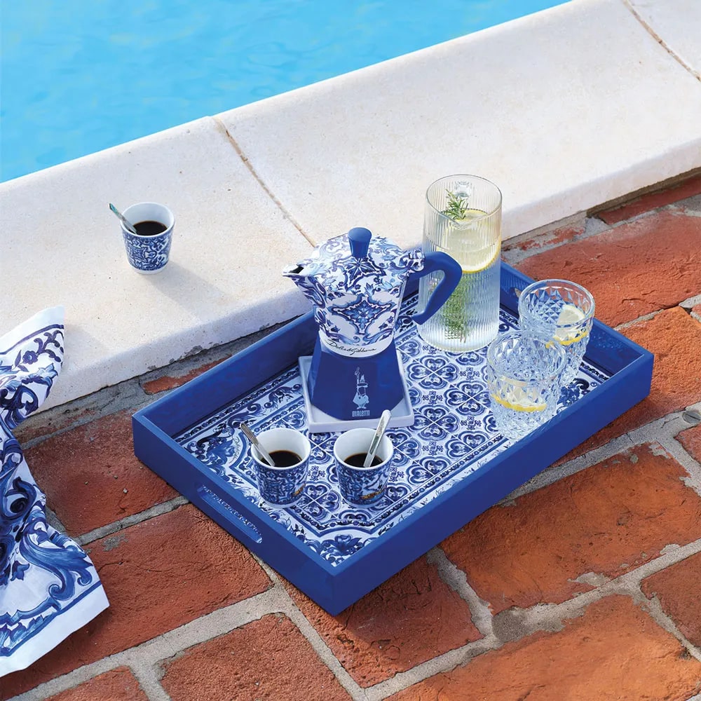 bialetti bialetti dolce e gabbana set moka express blu mediterraneo 3 tazzine con3 bicchierini e 3 palettine ean 8006363043885