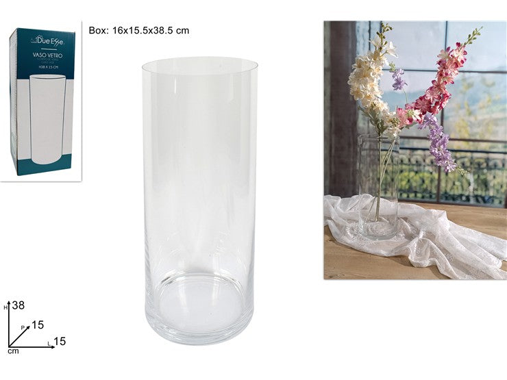 due esse distribuzioni due esse distribuzioni vaso cilindro h 38 cm d 15 cm vetro natural scatola regalo ean 8034048464762