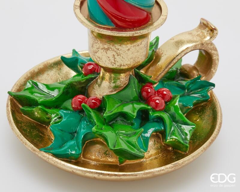 edg enzo de gasperi edg enzo de gasperi candela a led con piattino di natale h 45 cm d 18 cm verde rosso ean 8059824563415