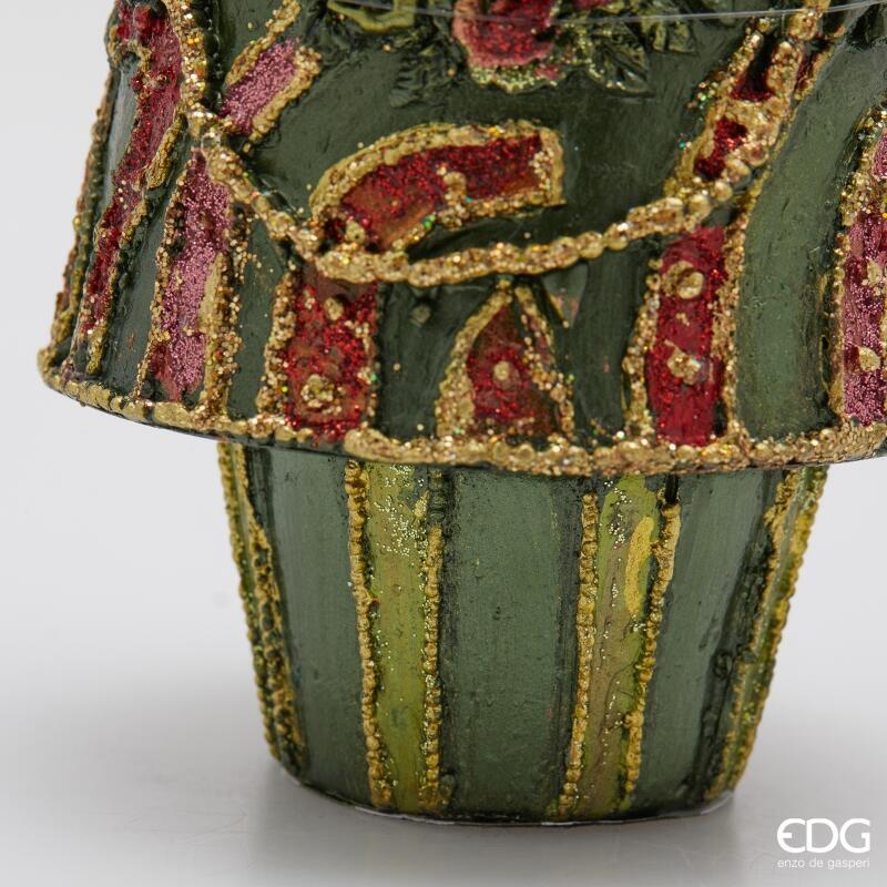 edg enzo de gasperi edg enzo de gasperi decoro decoglitter pino di natale cono h 225 cm d 9 cm poliresina verde rosso ean 8059824598035