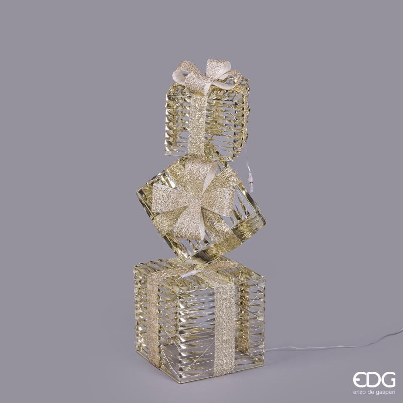edg enzo de gasperi edg enzo de gasperi decoro natale pacco regalo stripes 600 microled h 95 cm l 30 cm l 30 cm ip44 gold ean 8059824546166