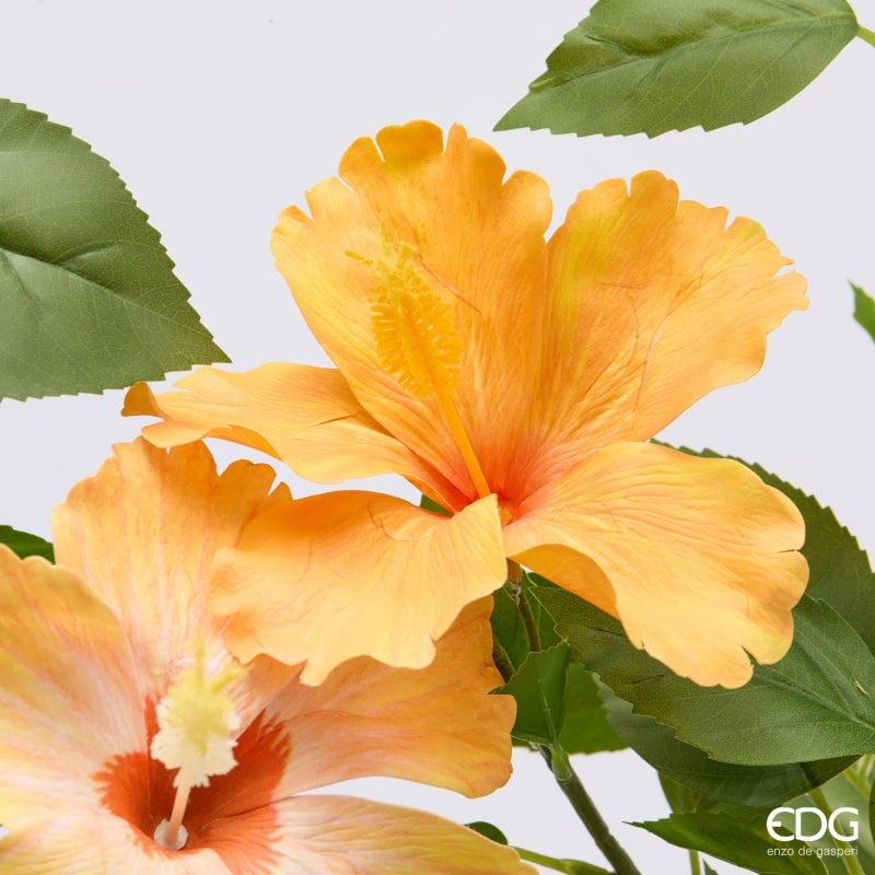 edg enzo de gasperi edg enzo de gasperi hibiscus ramo x4 con foglie pianta artificiale ass h 90 cm d 10 cm giallo o arancione 1 pz ean 8059824634429