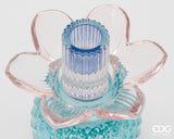 edg enzo de gasperi edg enzo de gasperi portacandela flower in vetro h 16 cm d 12 cm blu mix ean 8059824610355