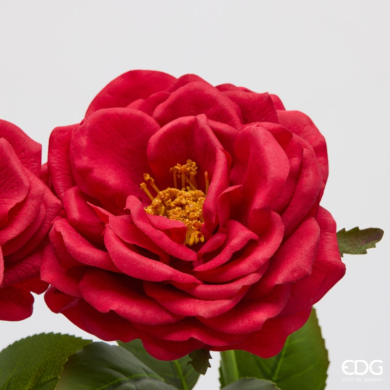 edg enzo de gasperi edg enzo de gasperi rosa ramo con foglie h 58 cm pianta artificiale rosso ean 8059824647429