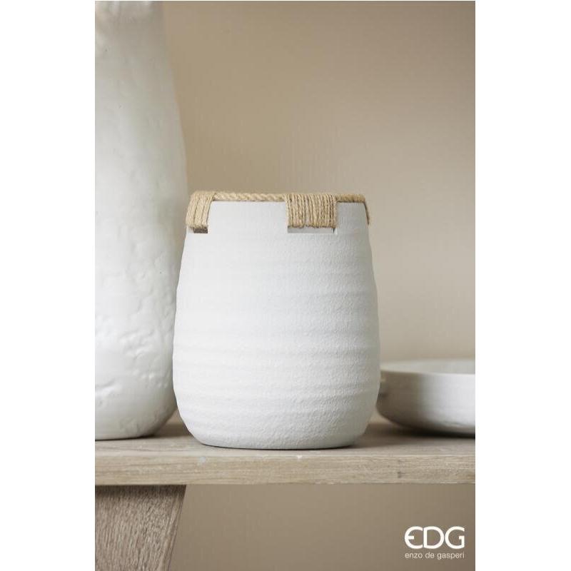 edg enzo de gasperi edg enzo de gasperi vaso in terracotta con corde h 24 cm d 19 cm grigio vaso decorativo naturale design moderno ean 8059824127587