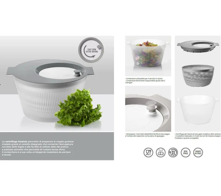 guzzini guzzini centrifuga insalata chef line d 30 cm bianco grigio ean 8008392350699