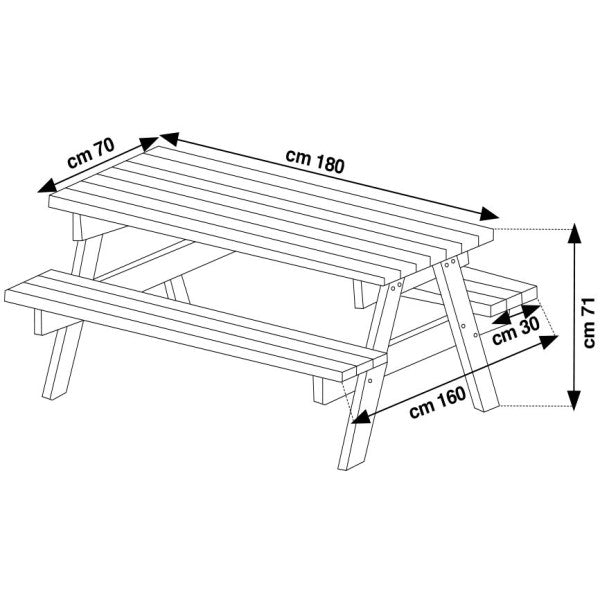 larcolaio larcolaio kit tavolo pic nic 180x160x70 cm in legno ean 8004944626137
