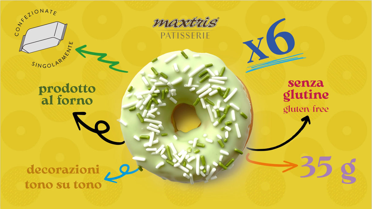 immagine-3-maxtris-donuts-pistacchio-con-glassa-verde-210-gr-ean-8022470872606