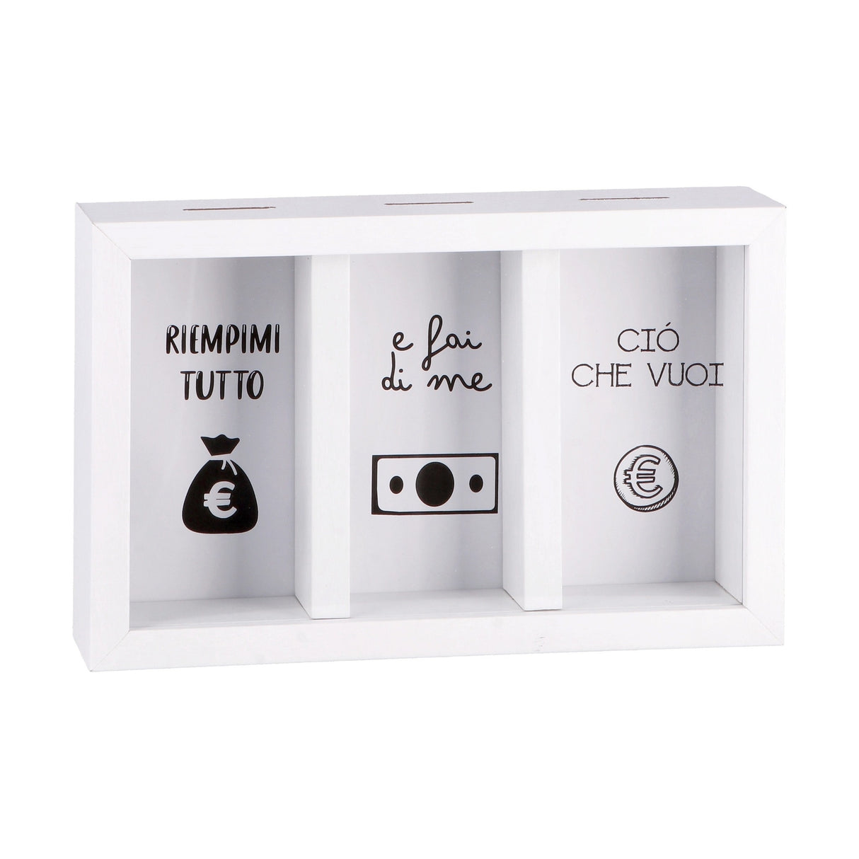 regalo italiano regalo italiano salvadanaio in mdf e vetro 3 scomparsi 23 x 6 cm h 15 cm ass porta risparmi decorativo moderno 1 pz ean 8057586123694