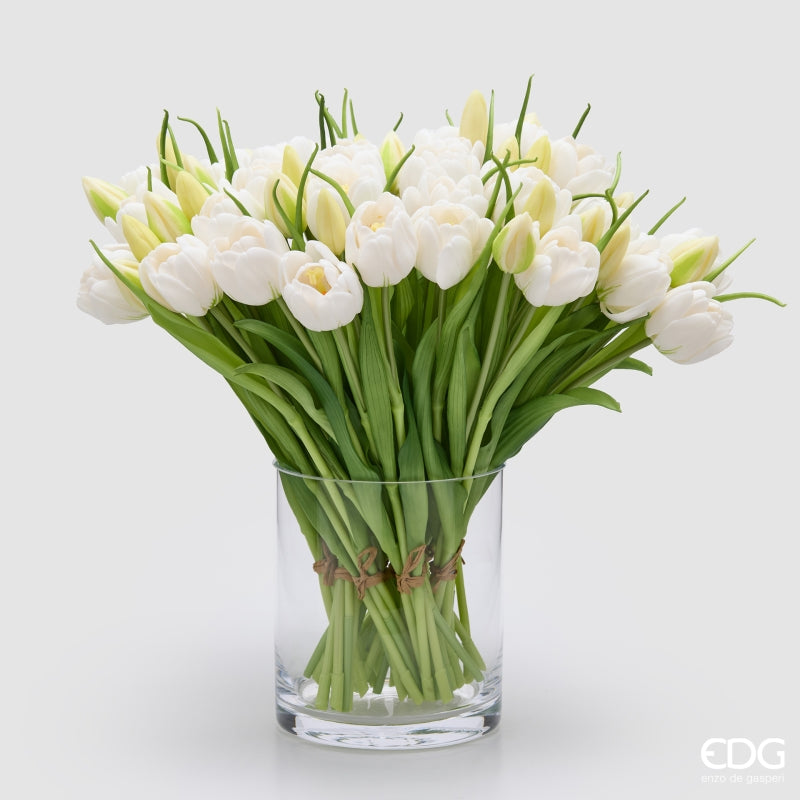 edg enzo de gasperi edg enzo de gasperi bouquete tulipano chiuso x4 h 40 cm con bocciolo bianco ean 8059824612748